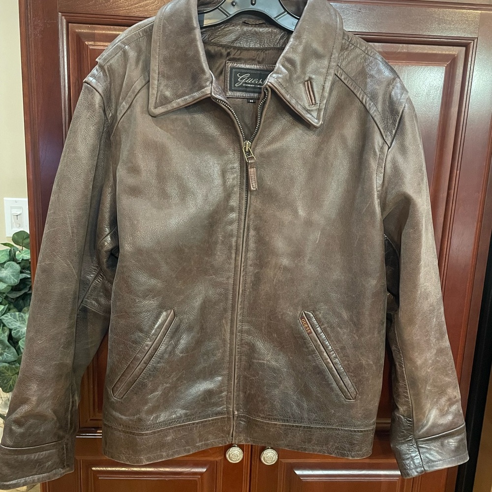 Ladies Guess leather bomber jacket